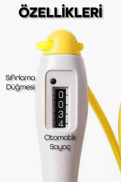 Atlama İpi Uzunluk Ayarlanabilir Mekanik Sayaçlı Ayarlı Göstergeli Atlama İpi Jump Rope Sarı 5006 - Resim 5
