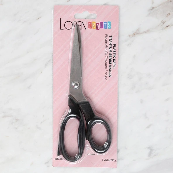 Loren Crafts Plastik Saplı Titanyum Makas Siyah LR ürün görseli