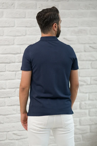 San&Fa Slimfit Fermuar Kapamalı Rayon Kumaş Likralı Polo Yaka T-shirt - Resim 10