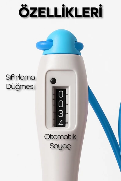Atlama İpi Uzunluk Ayarlanabilir Mekanik Sayaçlı Ayarlı Göstergeli Atlama İpi Jump Rope Mavi 5006 - Resim 5