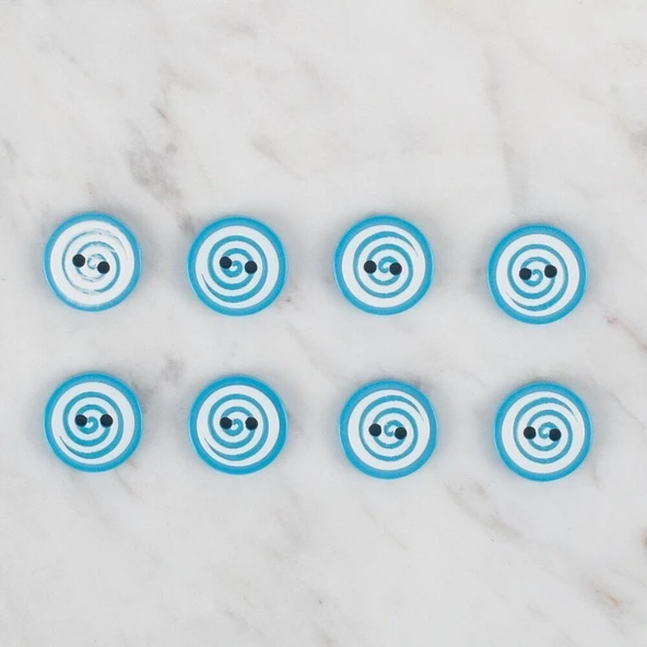 Loren Crafts mavi 8 li yuvarlak düğme - 453 - Resim 2