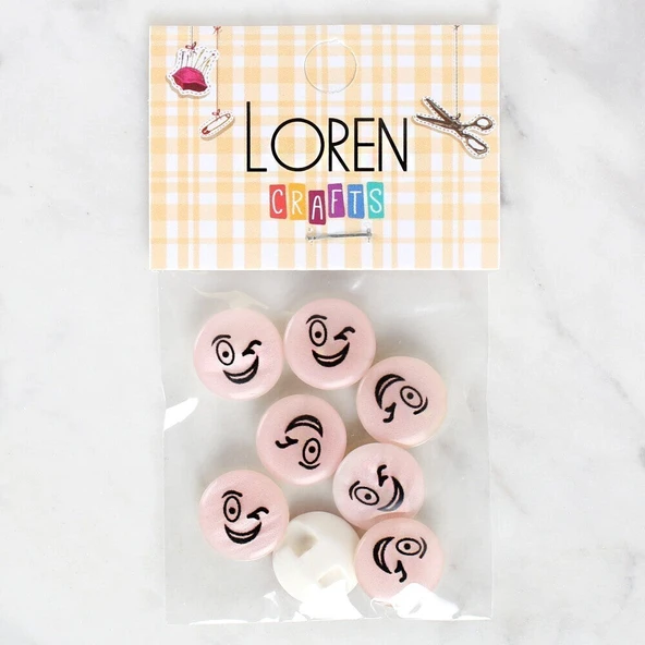 Loren Crafts 8'li Gülen Yüz Düğme - 1024 ürün görseli