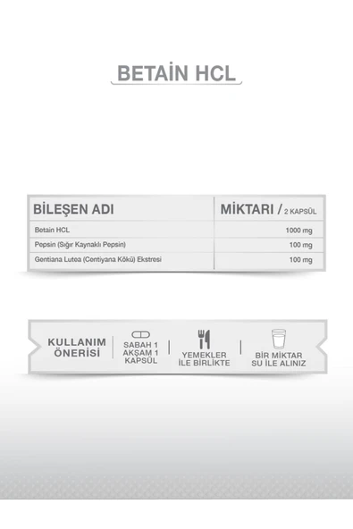 Goodday Betain Hcl Pepsin 60 Kapsül Besin Takviyesi - Resim 4