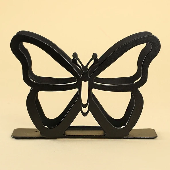 Loren Home Kelebek Siyah Metal Peçetelik - Resim 3