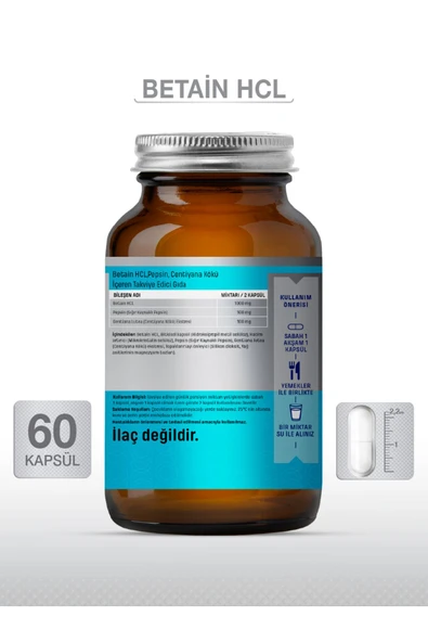Goodday Betain Hcl Pepsin 60 Kapsül Besin Takviyesi - Resim 3