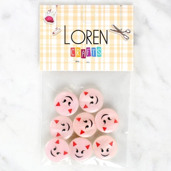 Loren Crafts 8'li Gülen Yüz Düğme - 1023 ürün görseli