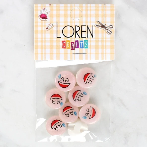 Loren Crafts 8'li Gülen Yüz Düğme - 1017 ürün görseli