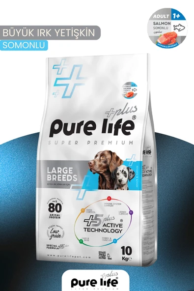 PURELİFE PLUS SOMONLU BÜYÜK IRK YETİŞKİN KÖPEK MAMASI 10KG