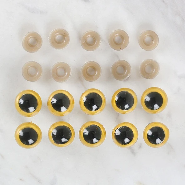 Loren 14 mm Açık Sarı 5 Çift Amigurumi Göz ürün görseli