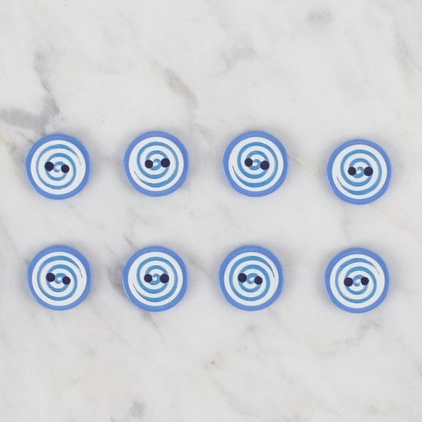 Loren Crafts mavi 8 li yuvarlak düğme - 452 - Resim 2