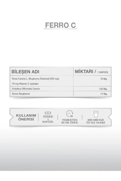 Goodday Ferro' C 17 Mg 60 Kapsül Takviye Edici Gıda - Resim 3