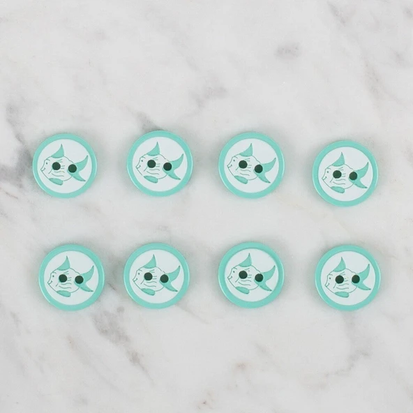 Loren Crafts yeşil 8 li balık düğme - 578 - Resim 2