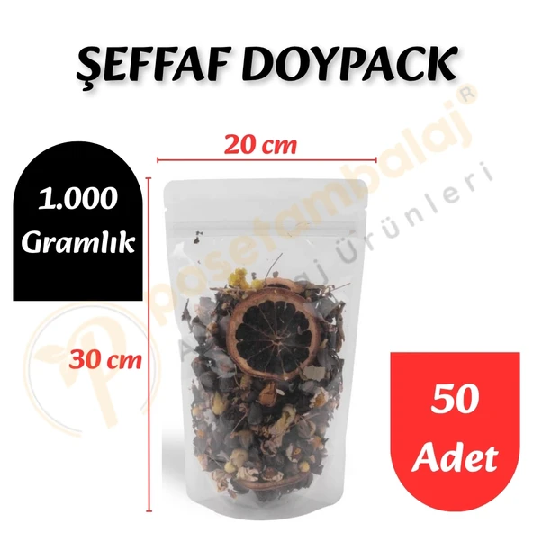 Şeffaf Doypack 20x30x10 cm (50 Adet) ürün görseli 1