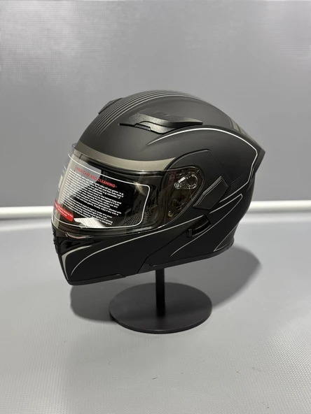 Jk-902 Güneş Vizörlü Çene Açılır Kask H8 GREY - 2