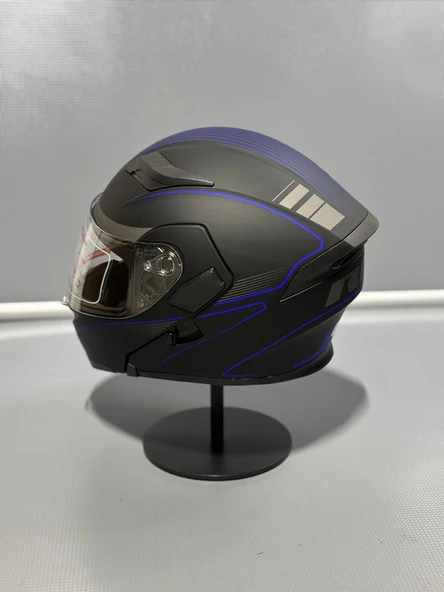 Jk-902 Güneş Vizörlü Çene Açılır Kask H8 BLUE - 4