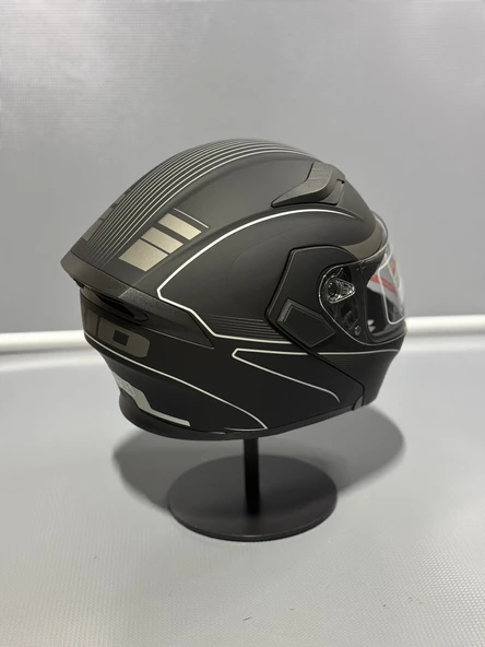 Jk-902 Güneş Vizörlü Çene Açılır Kask H8 GREY - 6