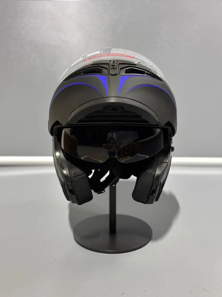 Jk-902 Güneş Vizörlü Çene Açılır Kask H8 BLUE - 7