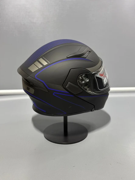 Jk-902 Güneş Vizörlü Çene Açılır Kask H8 BLUE - 6