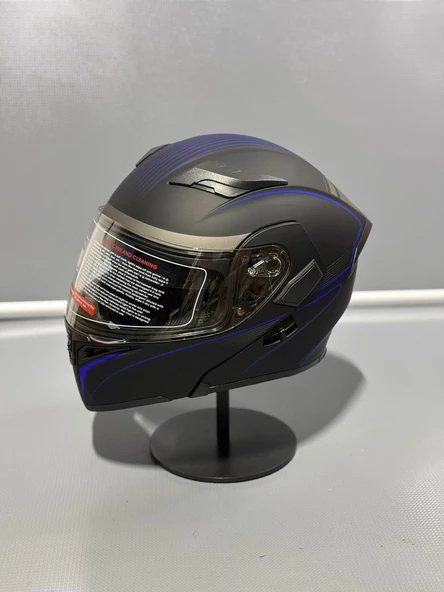 Jk-902 Güneş Vizörlü Çene Açılır Kask H8 BLUE - 2