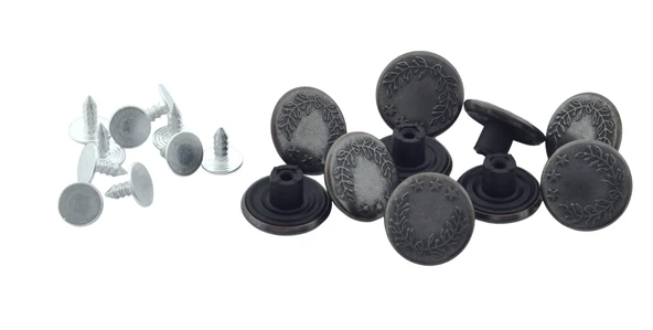 Büyük Boy 10 Adet Kot Pantolon Düğmesi, Jean Düğmesi Yıldız Koyu Grı Antrasit Renk 17mm