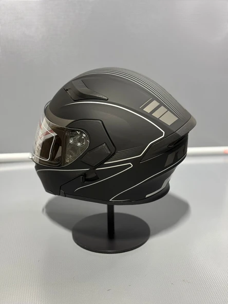 Jk-902 Güneş Vizörlü Çene Açılır Kask H8 GREY - 4