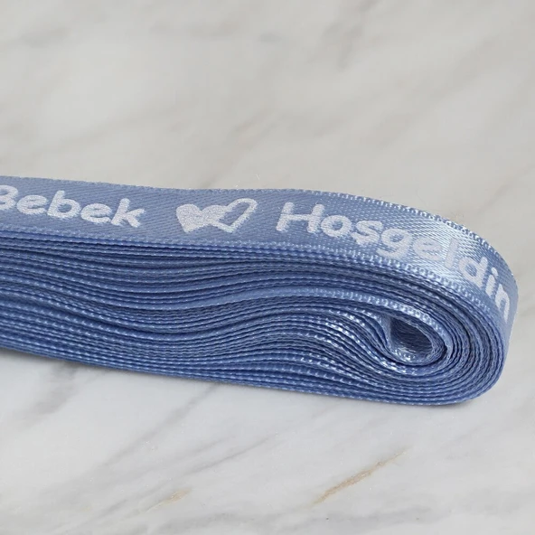 Loren Crafts 1cm 10 mt Mavi Saten Hoşgeldin Bebek - Resim 2