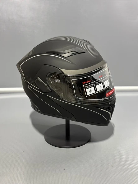 Jk-902 Güneş Vizörlü Çene Açılır Kask H8 GREY