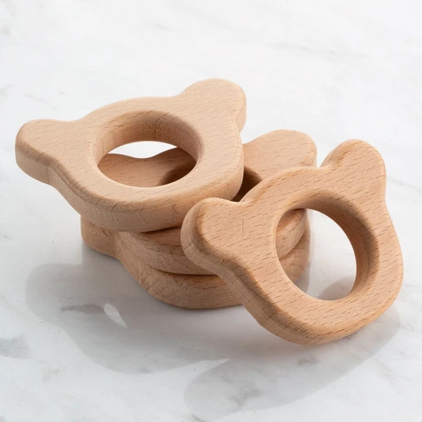Loren 4 lü Ayı Diş Kaşıyıcı Ahşap Halka - Resim 2