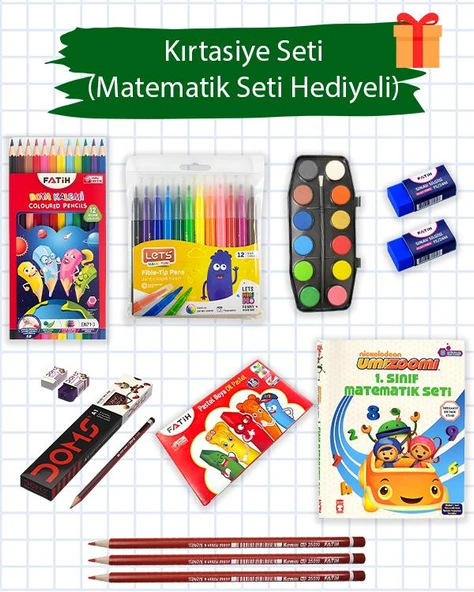 Temel Okul Kırtasiye Seti Matematik Seti Hediyeli