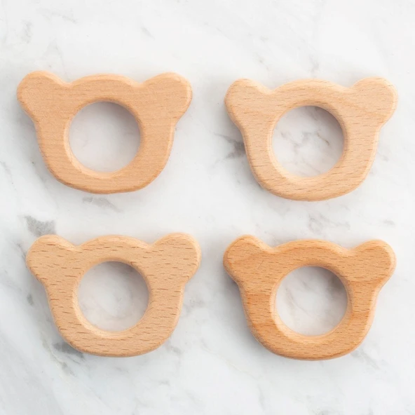 Loren 4 lü Ayı Diş Kaşıyıcı Ahşap Halka ürün görseli