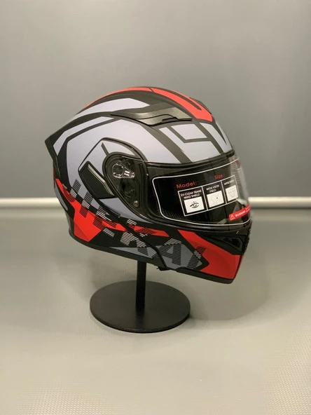Jk-902 Güneş Vizörlü Çene Açılır Kask H1 RED