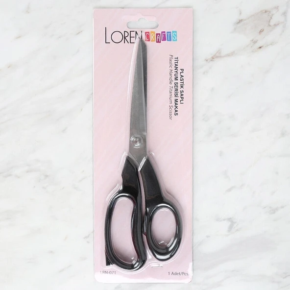 Loren Crafts Plastik Saplı Titanyum Makas Siyah LR ürün görseli