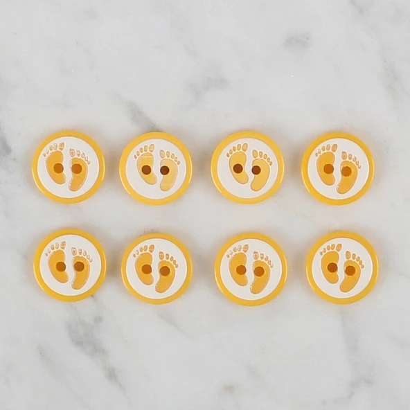 Loren Crafts sarı 8 li ayak izi düğme - 443 - Resim 2