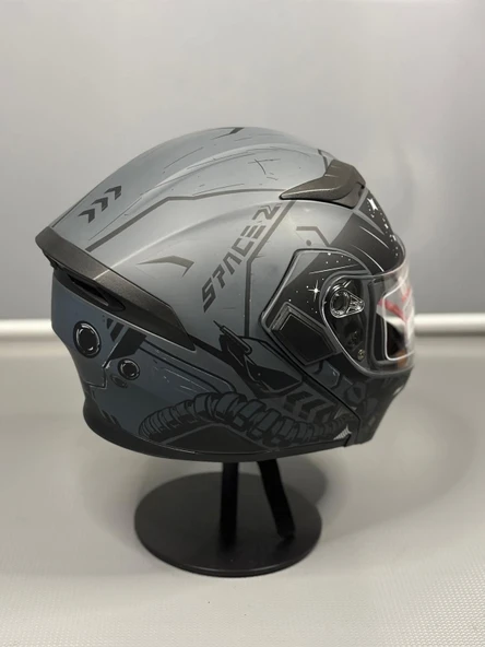 Jk-902 Güneş Vizörlü Çene Açılır Kask H2 GREY - 6