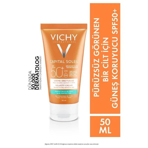 Vichy Capital Ideal Soleil Skin-perfecting Velvety Cream SPF50 50 ml - Resim 2