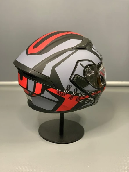 Jk-902 Güneş Vizörlü Çene Açılır Kask H1 RED - 6