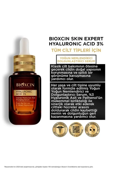 Bioxcin Hyaluronic Acid Yoğun Nemlendirici Dolgunlaştırıcı Serum - Hyaluronic Acid %3 Panthenol %5 Lipozomal - 3