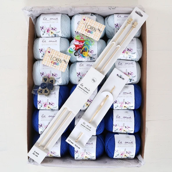 La Mia Mercerized Cotton Safir Seti - Resim 2