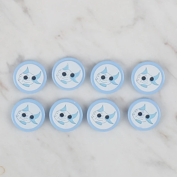 Loren Crafts mavi 8 li balık düğme - 575 - Resim 2