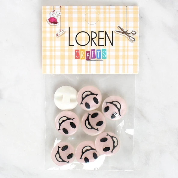 Loren Crafts 8'li Gülen Yüz Düğme - 1018 ürün görseli