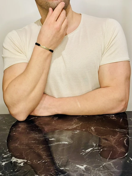 Erkek Bileklik Altın Kaplama Özel Tasarım Bileklik, Sevgiliye,arkadaşa Hediye - Resim 3