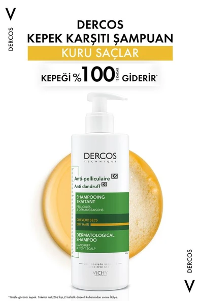 Vichy Dercos Anti-Pelliculaire Anti-Dandruff Kepek Karşıtı Şampuan 390 ml - Kuru Saç - Resim 2