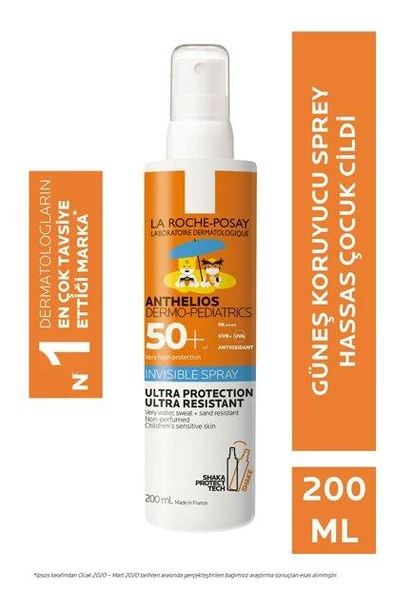 La Roche Posay Anthelios Dermo-Pediatrics Sprey SPF50+ 200 ml ürün görseli