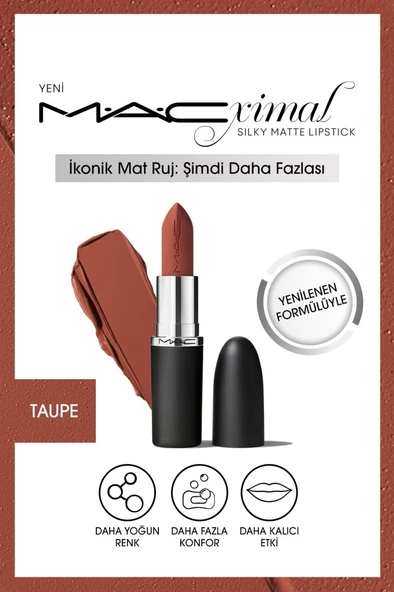 M.A.C M·A·CXIMAL Silky Matte Lipstick Nemlendirme Etkili Yoğun Renk Sağlayan Ruj - Taupe - 5