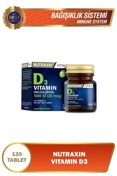 Nutraxin D3 Vitamini 120 Tablet- Vitamin Ve Mineral Takviyesi ürün görseli