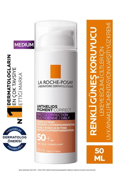 La Roche Posay Anthelios Pigment Correct Orta Ton Renkli Kırışıklık ve Leke Karşıtı Yüz Güneş Kremi
