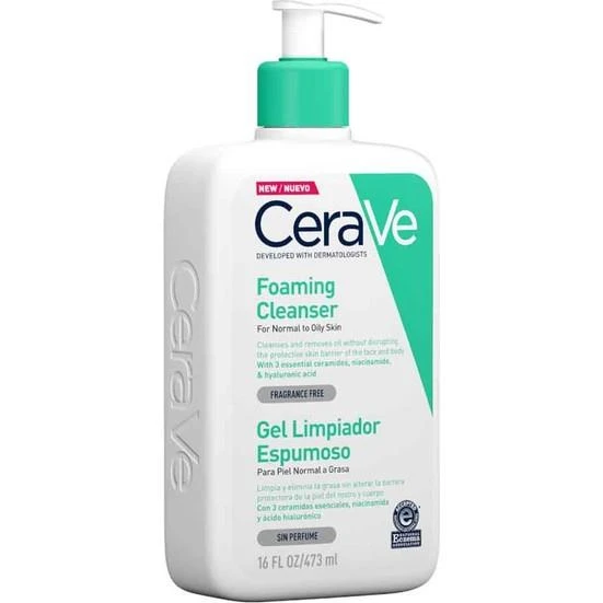 Cerave Köpüren Temizleyici Seramid & Hyaluronik Asit Normal & Yağlı Ciltler Yüz Vücut 473 ml - Resim 2