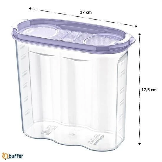 2 Kapaklı Ölçekli Erzak Kuru Gıda Saklama Kutusu Kabı - 1,7 Litre - SA935 - Resim 4