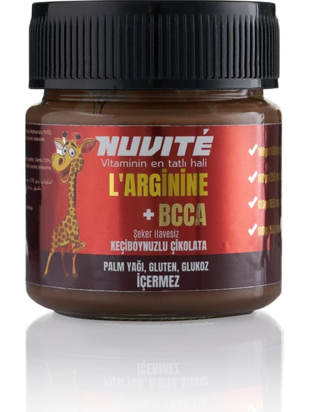 Nuvite L- Arginine + Bcaa 'lı Keçiboynuzlu Şekersiz Vitaminli Çikolata 200GR