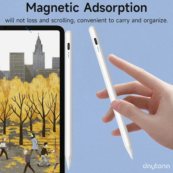 Daytona 2260 Ios/Android/Windows Dokunmatik Ekran Için Type C Şarj Kablolu Stylus Dokunmatik Yazı ve Çizim Kalemi - Resim 4